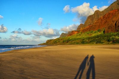Scenic view of beach against sky