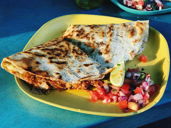 High angle view of fish in plate