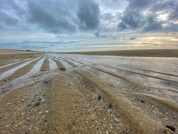 Scenic view of beach against sky