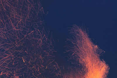 Low angle view of firework display against sky at night