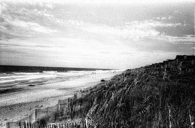 Scenic view of beach against sky