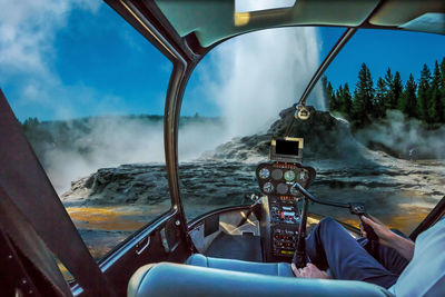 Scenic view of sky seen through car windshield