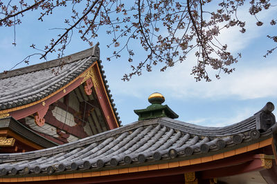 Low angle view of japanese temple against sky