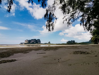 Scenic view of beach against sky