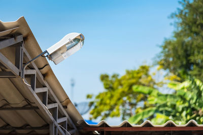 Low angle view of roof against sky