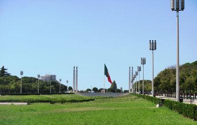 Scenic view of field against clear sky