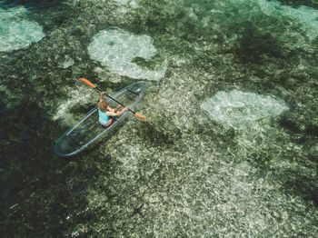 High angle view of person in sea