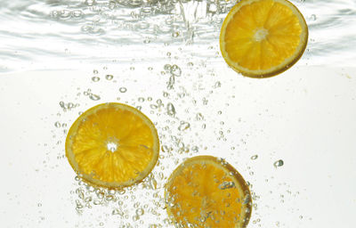 Close-up of lemon in water