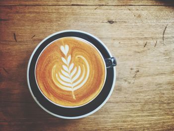 Directly above shot of cappuccino on table