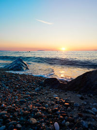 Scenic view of sea during sunset