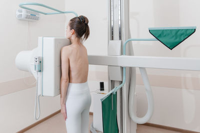 Woman having mammography scanning