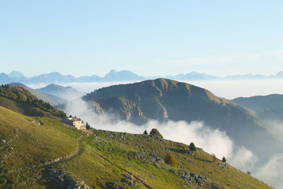 Scenic view of mountains against sky