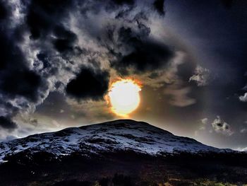 Scenic view of mountains during sunset