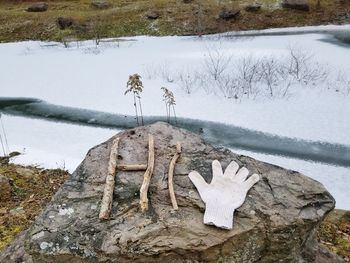 Scenic view of frozen lake during winter