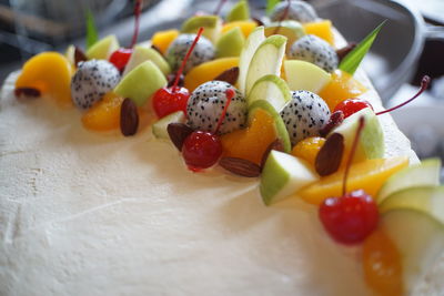 Close-up of fruits in plate