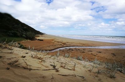 Scenic view of beach against sky