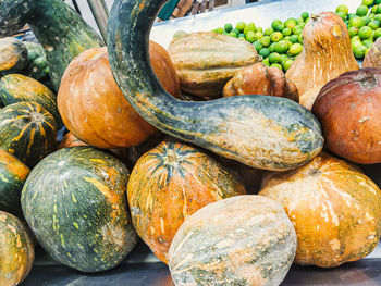 Pumpkins for sale at market stall