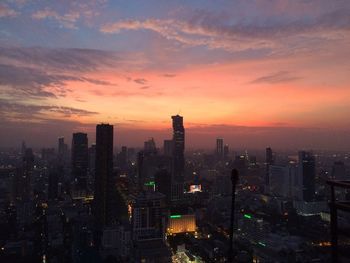 View of city at sunset