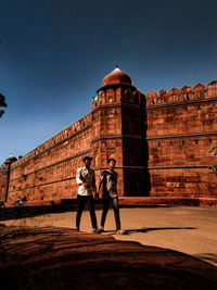 Low angle view of historic building against clear sky