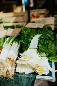 Close-up of vegetables for sale in market