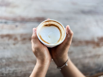 Cropped image of hand holding coffee cup