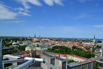 High angle view of cityscape against sky