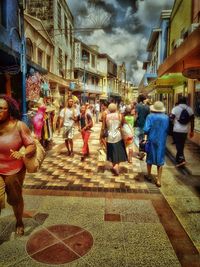 Woman standing in city