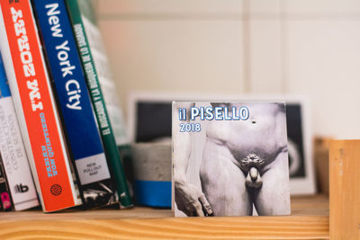 Close-up of open book on table