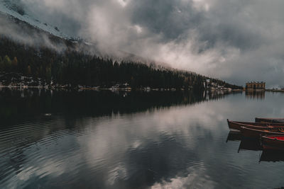 Scenic view of lake against sky