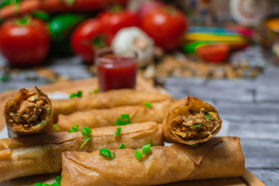 Close-up of food on table