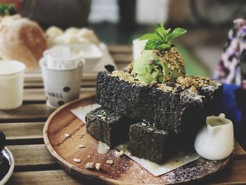 Close-up of cake on table