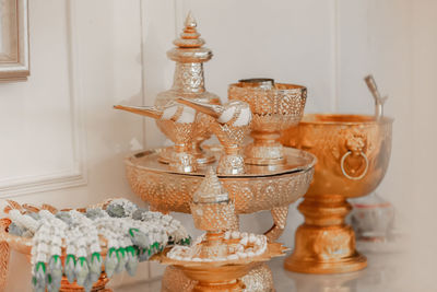 Close-up of cake on table at home