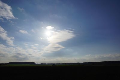 Scenic view of grassy field against cloudy sky