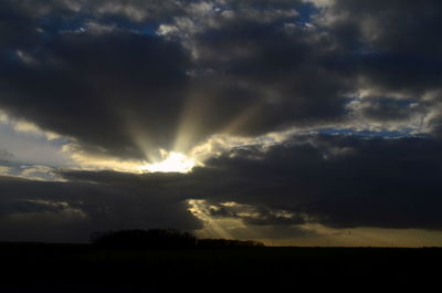 Scenic view of silhouette landscape against sky during sunset