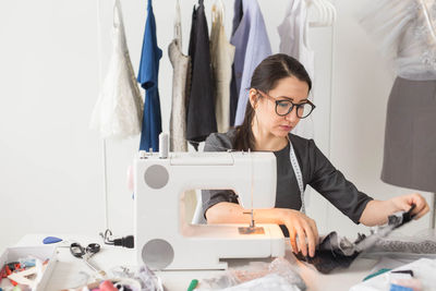 Woman working on table