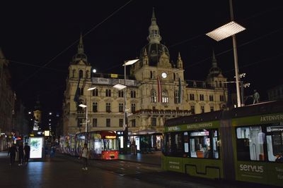 View of illuminated buildings at night