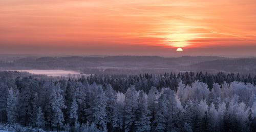 Scenic view of landscape against sky during sunset