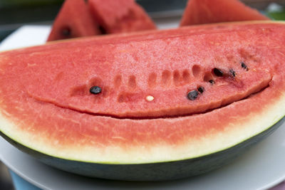 Close-up of fruit in plate