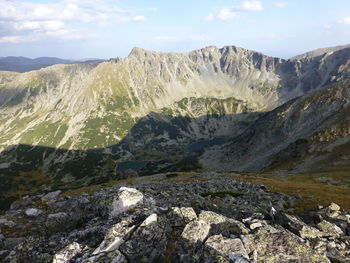 Scenic view of rocky mountains against sky