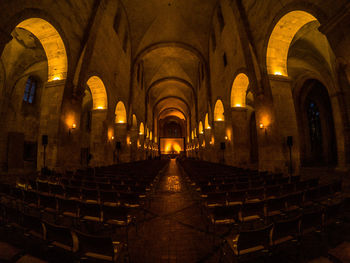 Interior of illuminated cathedral