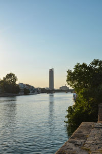 Scenic view of river against clear sky