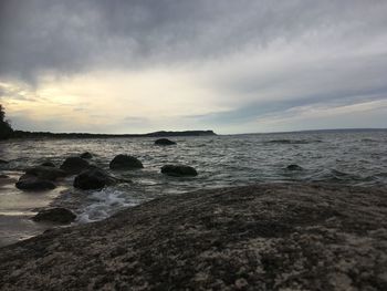 Scenic view of sea against sky during sunset