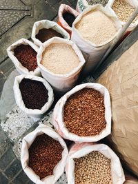 High angle view of spices in market