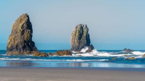 Scenic view of sea against clear sky
