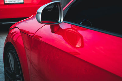 Close-up of red car