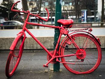 Bicycle on red wheel