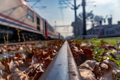 Close-up of railroad track