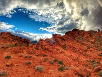 Scenic view of rock formations against sky