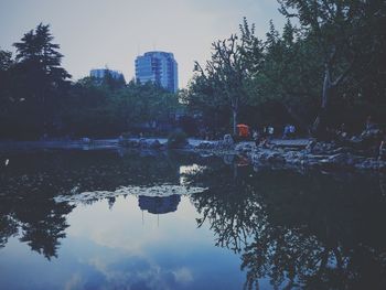 Reflection of city on water