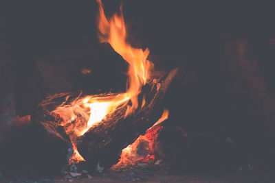 Close-up of campfire at night